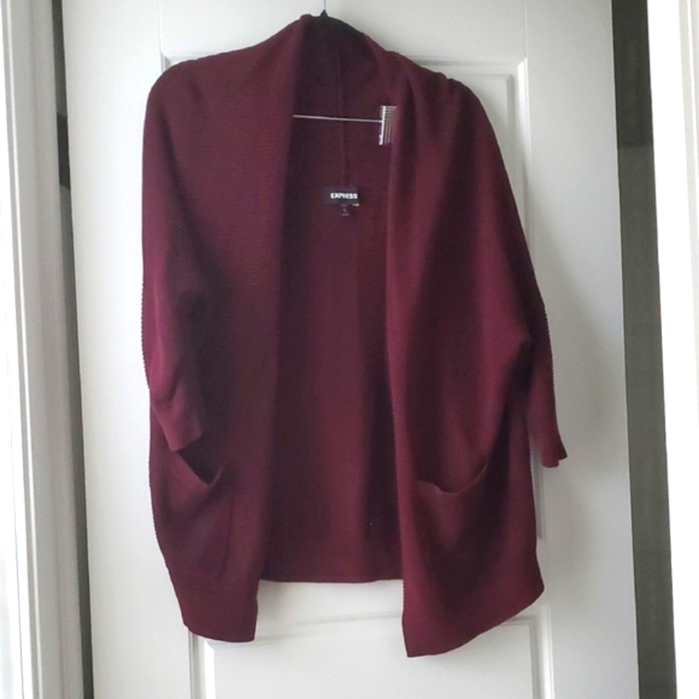 Express Women's Burgundy Cocoon Cardigan